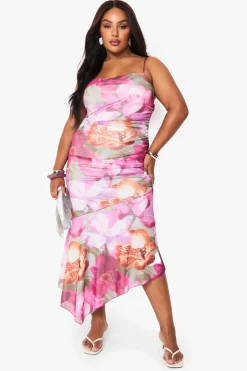 Robe Midaxi Plus Floral à ourlet évasé