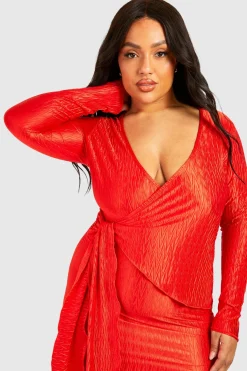 Robe Midaxi Plus Wave Plissé Wrap