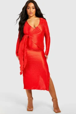 Robe Midaxi Plus Wave Plissé Wrap
