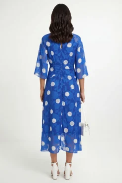 Wallis Robe Midaxi À Pois Dévorés Avec Détail Torsadé<Femme Robes Mi-Longues|Pois