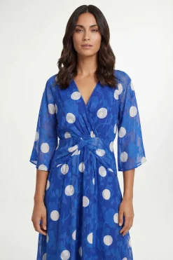 Wallis Robe Midaxi À Pois Dévorés Avec Détail Torsadé<Femme Robes Mi-Longues|Pois
