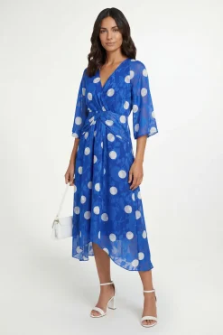 Wallis Robe Midaxi À Pois Dévorés Avec Détail Torsadé<Femme Robes Mi-Longues|Pois