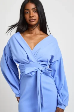 Robe Midaxi Portefeuille À Épaules Dénudées