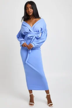 Robe Midaxi Portefeuille À Épaules Dénudées
