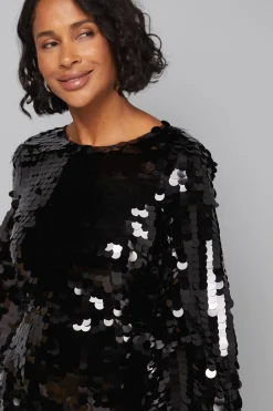 Robe Midaxi à Sequins avec Liens dans le Dos