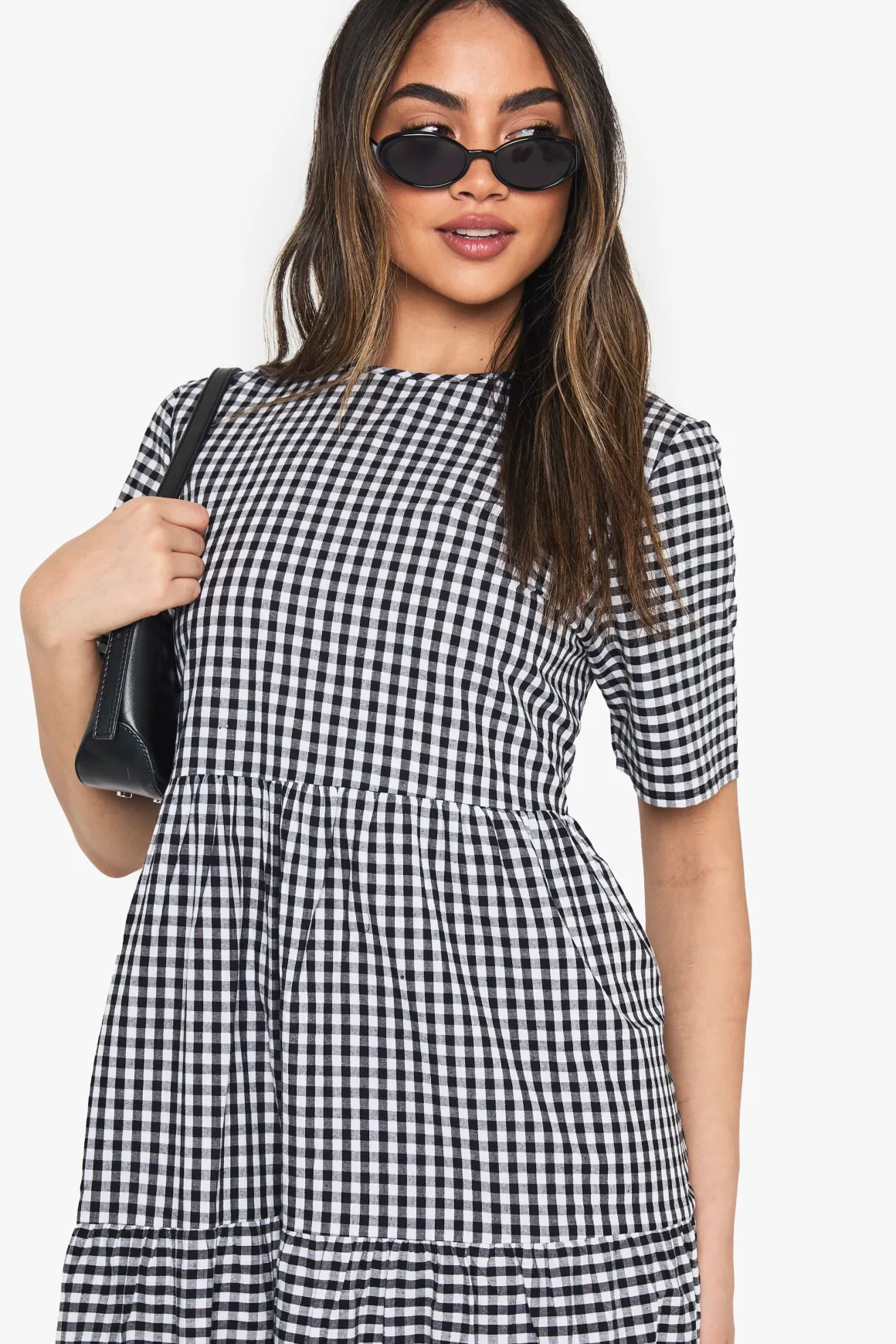 Robe midaxi smock en coton à carreaux