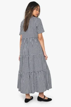 Robe midaxi smock en coton à carreaux