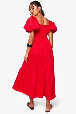 Robe midaxi smockée à étages