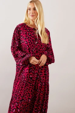 Robe Midaxi Smock à Volants Motif Léopard Petite
