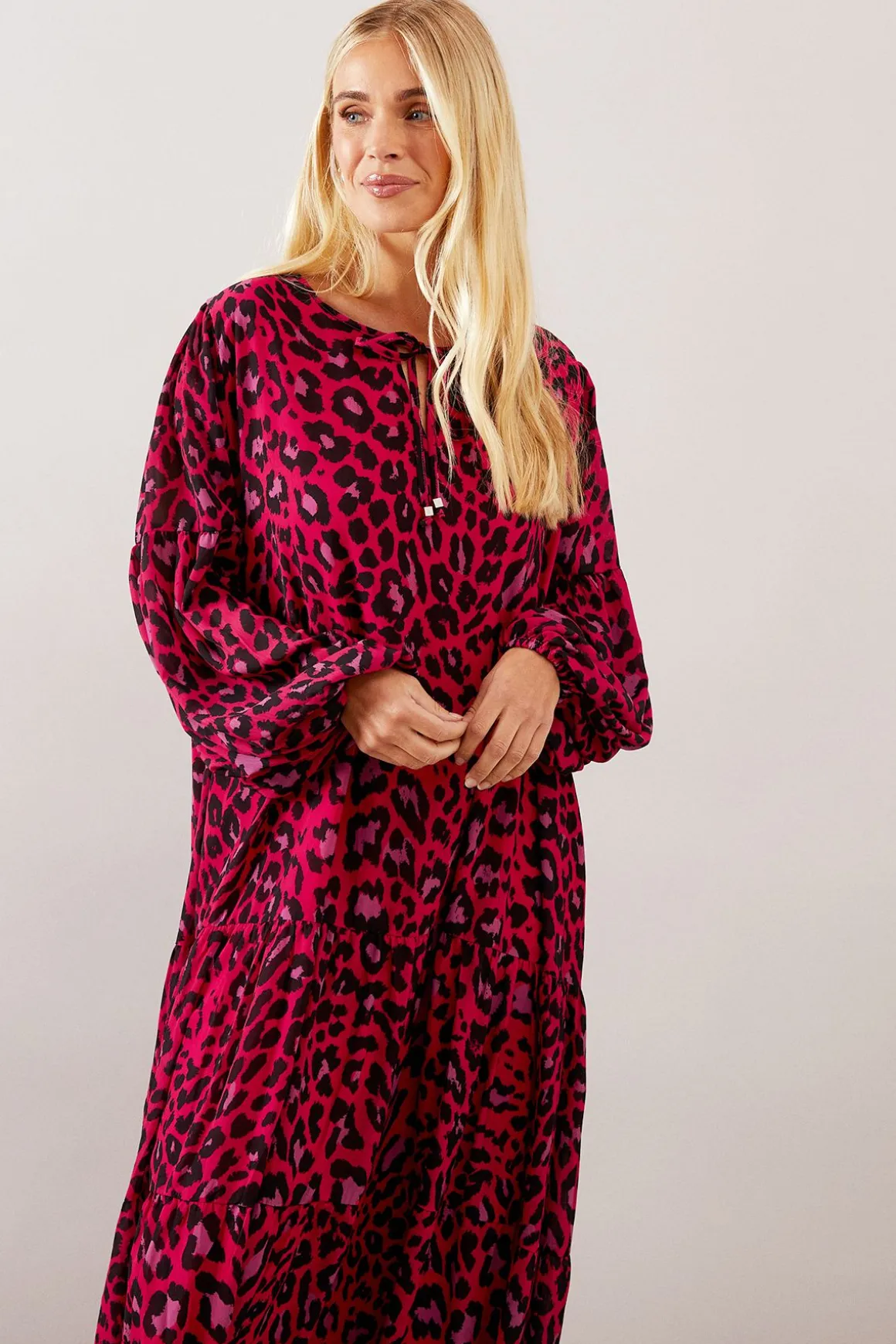 Robe Midaxi Smock à Volants Motif Léopard Petite