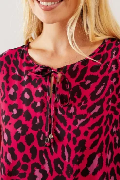 Robe Midaxi Smock à Volants Motif Léopard Petite