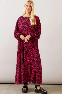 Robe Midaxi Smock à Volants Motif Léopard Petite