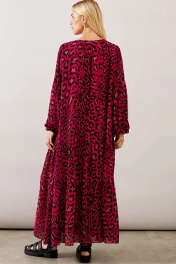 Robe Midaxi Smock à Volants Motif Léopard Petite