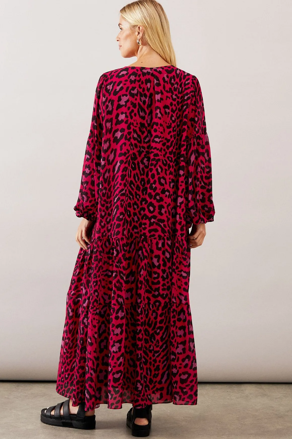 Robe Midaxi Smock à Volants Motif Léopard Petite