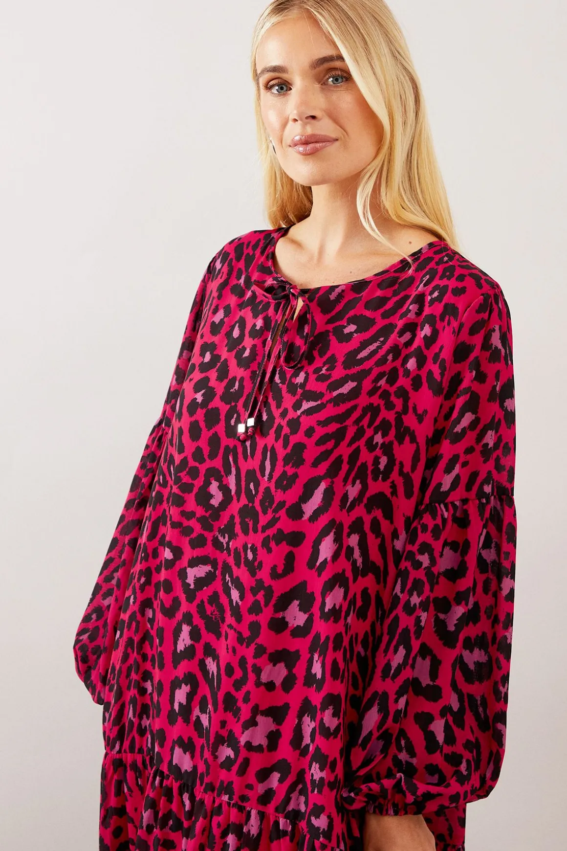 Robe Midaxi Smock à Volants Motif Léopard Petite
