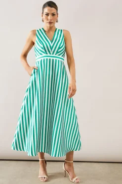 Wallis Robe Midaxi Structurée à Rayures<Femme Robes|Toutes Les Robes