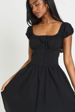 Robe Midaxi Style Laitière À Manches Volumineuses