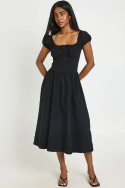 Robe Midaxi Style Laitière À Manches Volumineuses