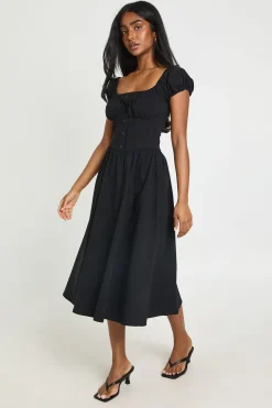 Robe Midaxi Style Laitière À Manches Volumineuses