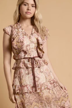 Robe Midaxi Étagée À Volants Et Ornements De Clous