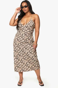 Robe midaxi taille plus à imprimé synthétique et fines bretelles