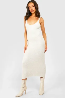 Robe midaxi Teddy en maille douce à col en cuillère