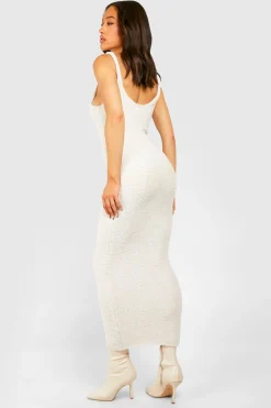 Robe midaxi Teddy en maille douce à col en cuillère