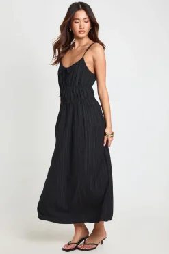Robe Midaxi Texturée À Buste Froncé