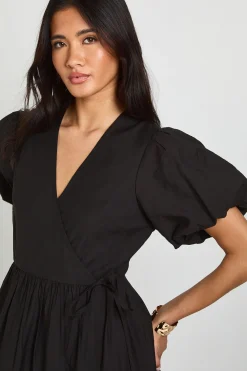 Robe Midaxi Texturée À Manches Volumineuses Et Devant Cache-cœur