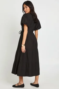 Robe Midaxi Texturée À Manches Volumineuses Et Devant Cache-cœur