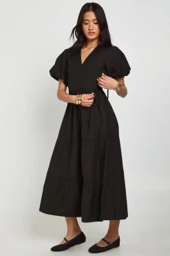 Robe Midaxi Texturée À Manches Volumineuses Et Devant Cache-cœur