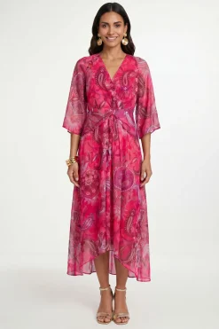 Robe Midaxi Torsadée En Dévoré Motif Cachemire