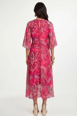 Robe Midaxi Torsadée En Dévoré Motif Cachemire