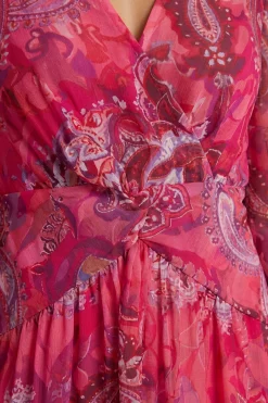 Robe Midaxi Torsadée En Dévoré Motif Cachemire