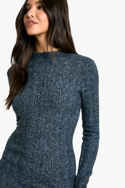 boohoo Robe Midaxi tricotée en Marl<Femme Toutes Les Robes|Robes À Manches Longues