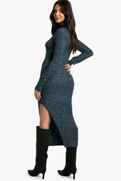 boohoo Robe Midaxi tricotée en Marl<Femme Toutes Les Robes|Robes À Manches Longues