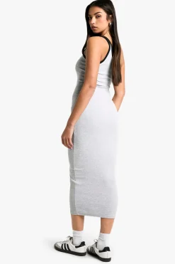 Robe midaxi à une épaule avec garniture contrastante
