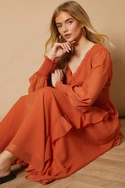 Oasis Robe Midaxi Unie à Détails Volantés et Taille Froncée<Femme Robes|Robes À Manches Longues