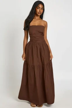 Robe Midaxi À Volants Avec Bustier Froncé