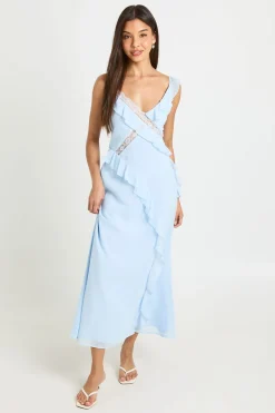 Robe Midaxi À Volants Avec Détails En Dentelle De Mousseline
