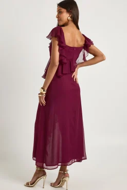 Robe midaxi à volants et manches d'ange