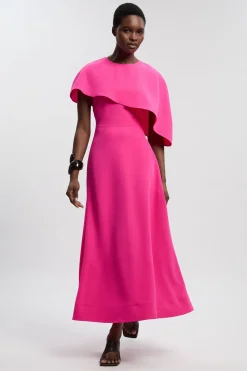 Robe Midi Ajustée Avec Détail Cape Souple