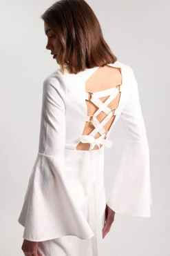 KarenMillen Robe Midi Ajustée Avec Détail De Laçage Au Dos<Femme Robes Mi-Longues|Satin Et Dentelle