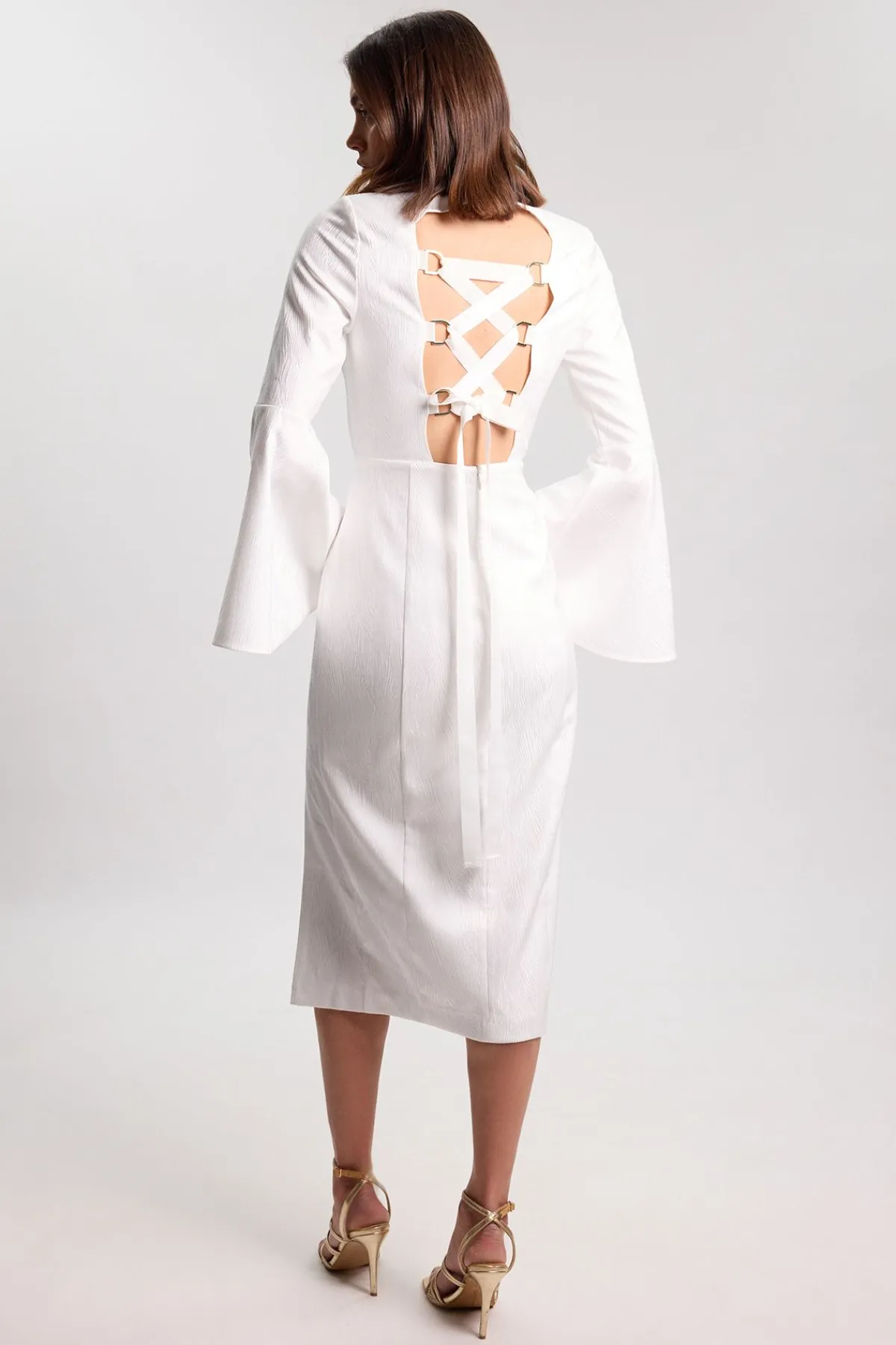KarenMillen Robe Midi Ajustée Avec Détail De Laçage Au Dos<Femme Robes Mi-Longues|Satin Et Dentelle
