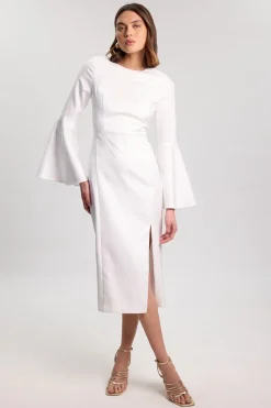 KarenMillen Robe Midi Ajustée Avec Détail De Laçage Au Dos<Femme Robes Mi-Longues|Satin Et Dentelle