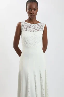 KarenMillen Robe Midi Ajustée Avec Détails En Dentelle<Femme Robes Mi-Longues|Satin Et Dentelle