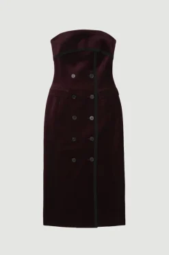 KarenMillen Robe Midi Ajustée Bandeau en Velours Gros-Grain<Femme Tailleurs|Robes Mi-Longues