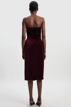 KarenMillen Robe Midi Ajustée Bandeau en Velours Gros-Grain<Femme Tailleurs|Robes Mi-Longues