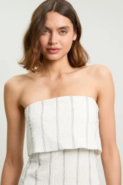 KarenMillen Robe Midi Ajustée Bandeau À Rayures Fines Texturées<Femme Robes|Robes Mi-Longues