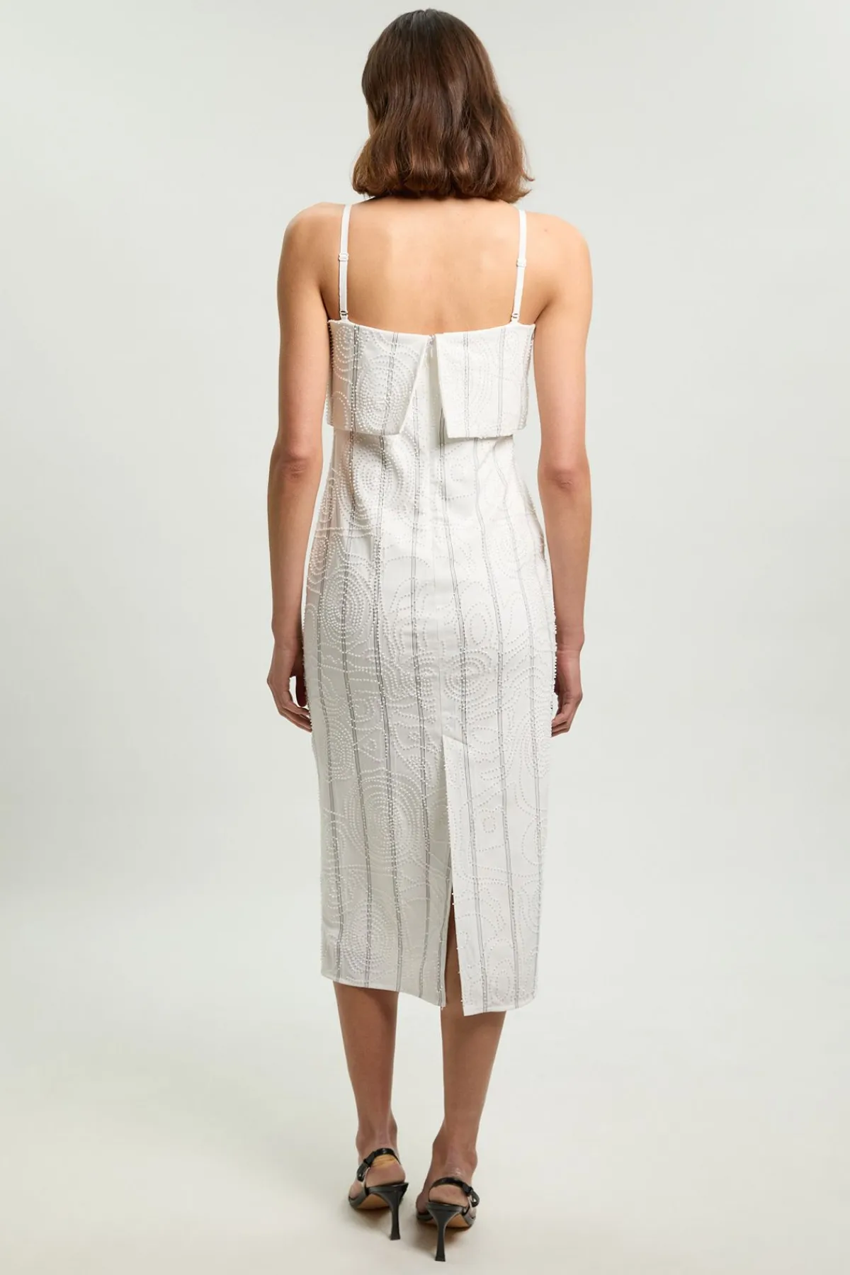 KarenMillen Robe Midi Ajustée Bandeau À Rayures Fines Texturées<Femme Robes|Robes Mi-Longues
